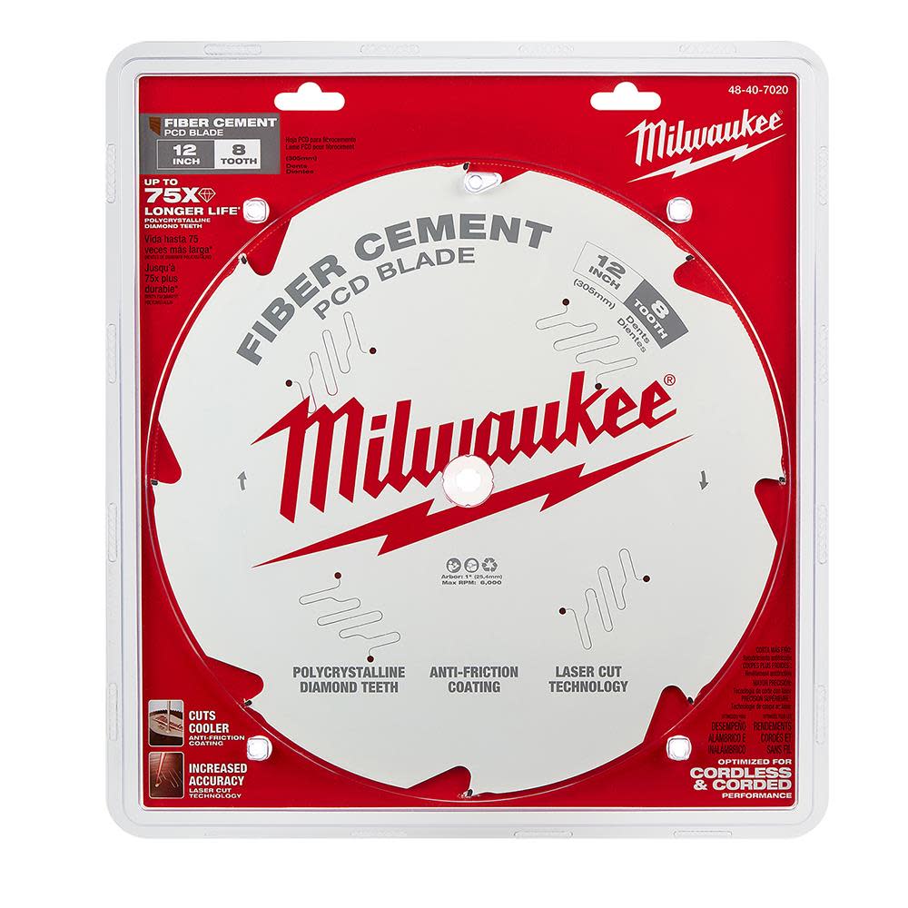 Milwaukee 12 in. PCD/Fiber Cement Circular Saw Blade - Ascmtools