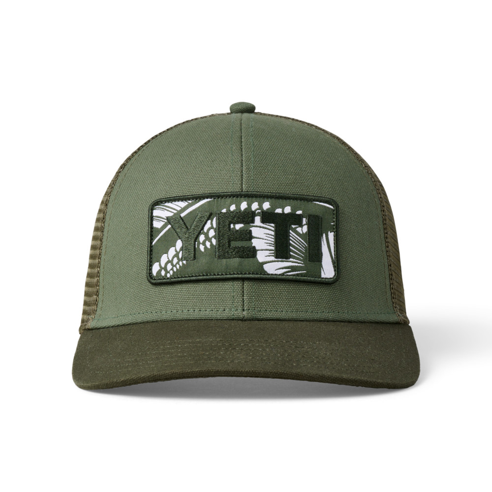 Yeti Bass Badge Olive Fishing Net Trucker Hat - Ascmtools