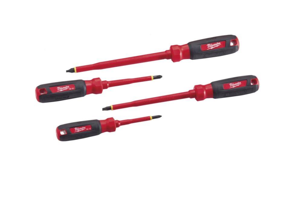 Milwaukee 4-Piece 1000V Insulated Screwdriver Set with Square Recess - Ascmtools