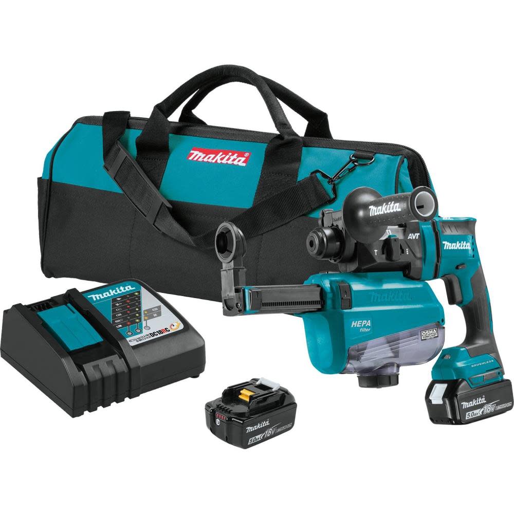 Makita 18V LXT BR 11/16″ AVT SDS-Plus Rotary Hammer Kit with HEPA Dust Extractor - Ascmtools