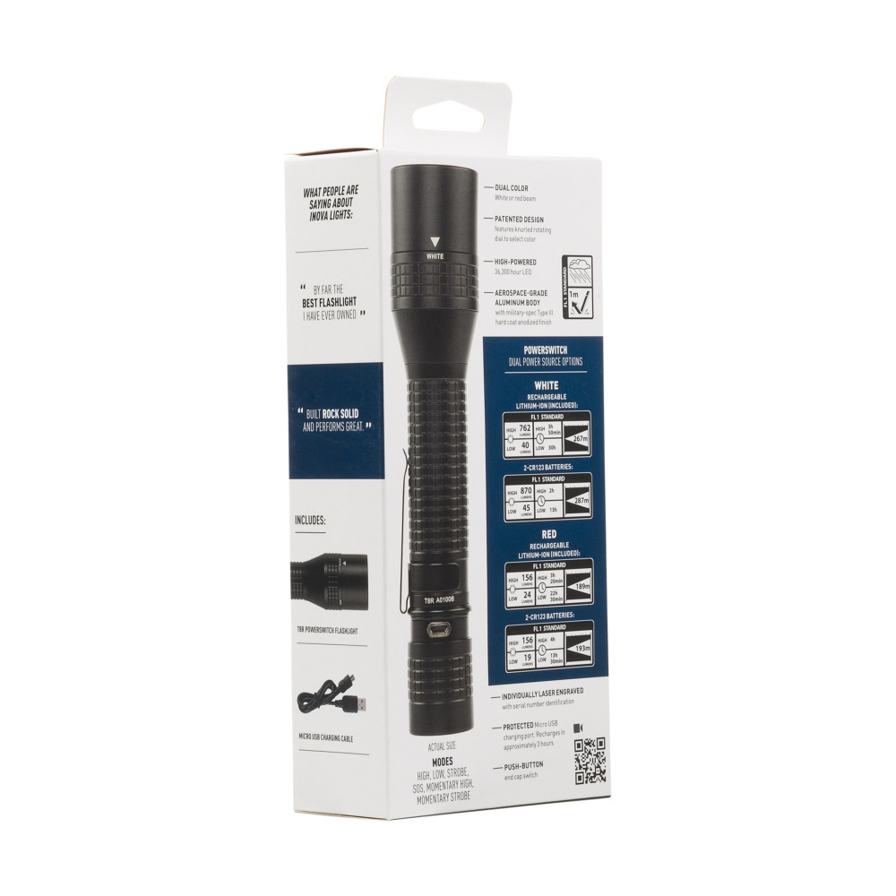 Nite Ize INOVA T8R PowerSwitch Flashlight Dual Color Rechargeable - Ascmtools