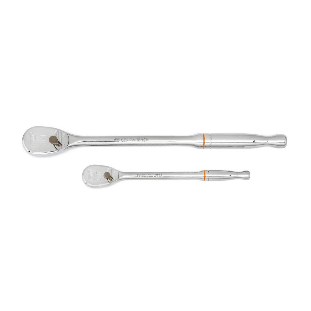 GEARWRENCH 2 Pc 1/4″ & 3/8″ Drive 90 Tooth Long Handle Teardrop Ratchet Set - Ascmtools