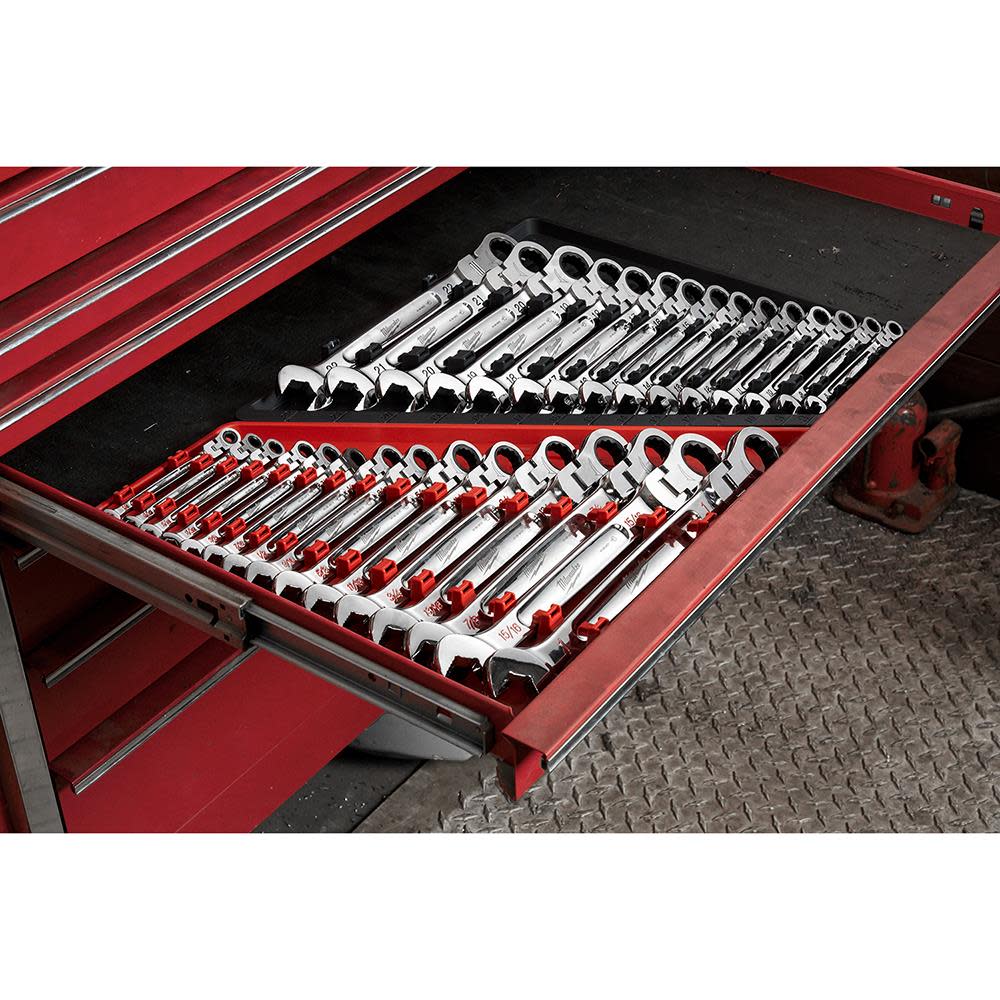Milwaukee Combination Wrench Set SAE Flex Head Ratcheting 15pc - Ascmtools