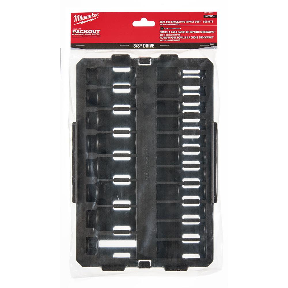 Milwaukee SHOCKWAVE Impact Duty Socket 3/8 Dr 19pc Tray Only - Ascmtools