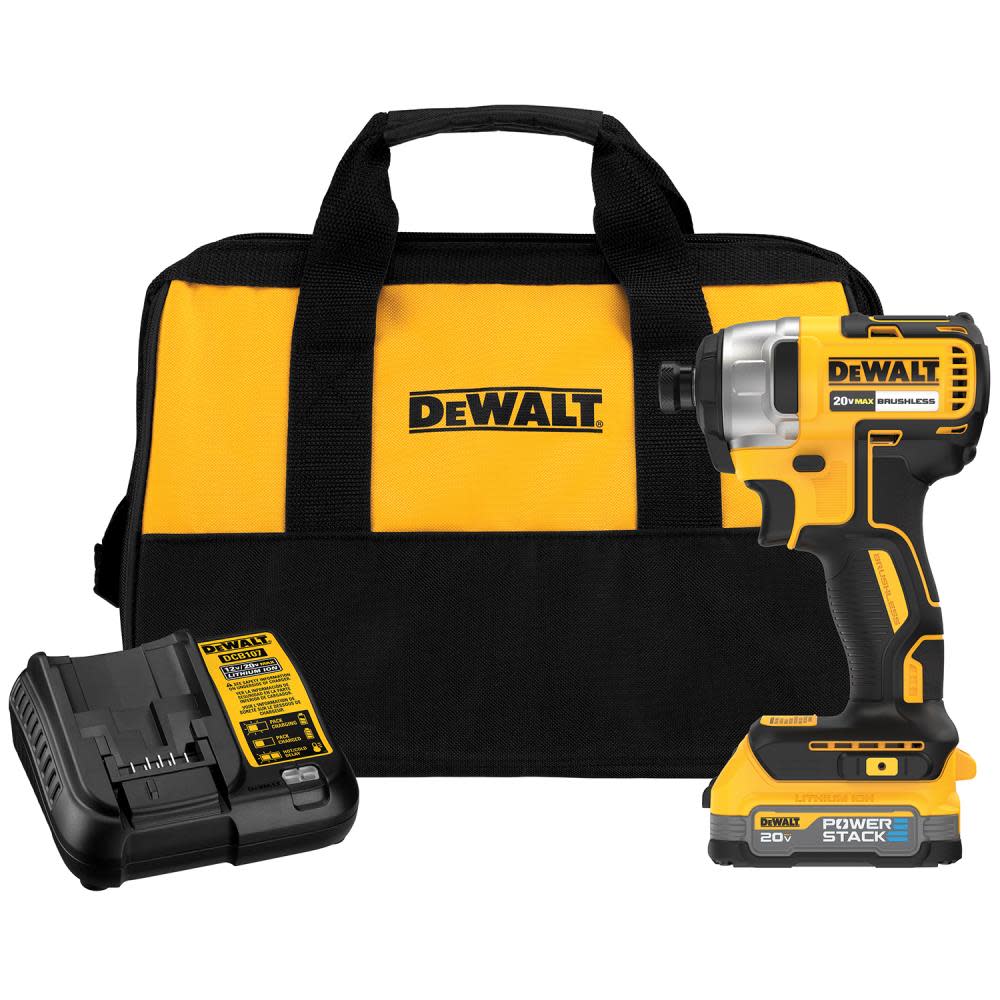 DEWALT 20V MAX 1/4″ Impact Driver Kit with POWERSTACK Compact Battery - Ascmtools