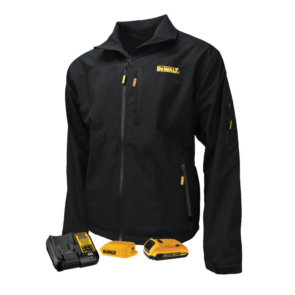 DEWALT Mens Heated Kit Soft Shell Jacket With Battery/Charger Black Medium - Ascmtools