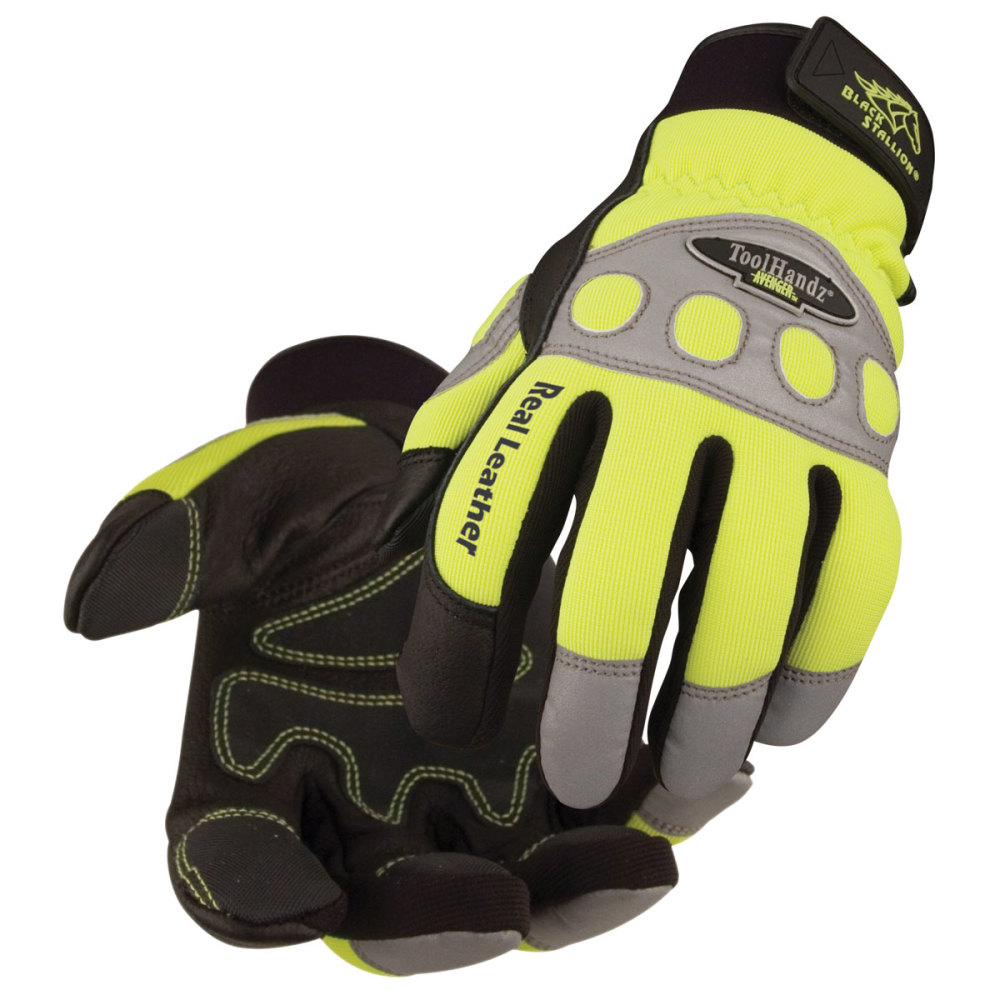 Black Stallion ToolHandz Pigskin Hi-Vis Mechanics Gloves 2X - Ascmtools
