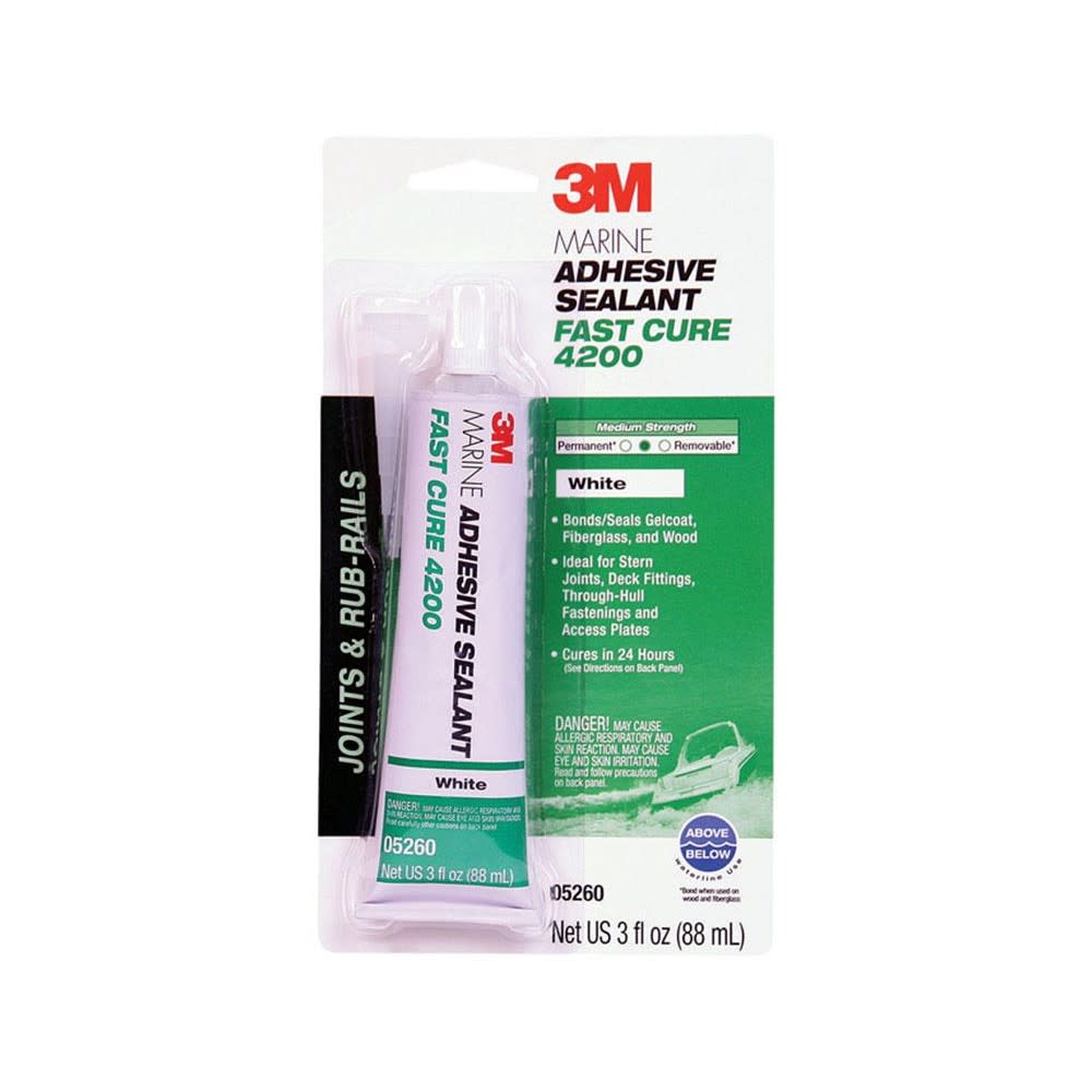 3M 3oz White Fast Cure 4200FC Series Marine Adhesive Sealant - Ascmtools
