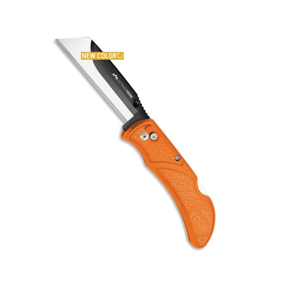 Outdoor Edge RazorWork Folding Knife Orange 3″ with 3 Blades - Ascmtools