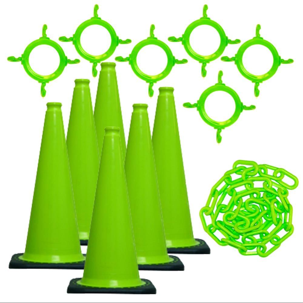 Mr Chain 28″ Safety Green Traffic Cone and Chain Kit - Ascmtools