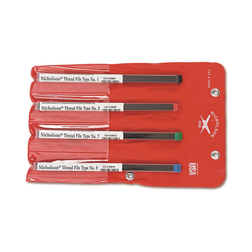 Crescent Nicholson 4-Piece Thread Restoring File Set with Pouch - Ascmtools