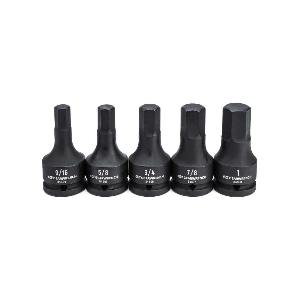 GEARWRENCH 5 Pc 3/4″ Drive Hex Bit Impact SAE Socket Set - Ascmtools