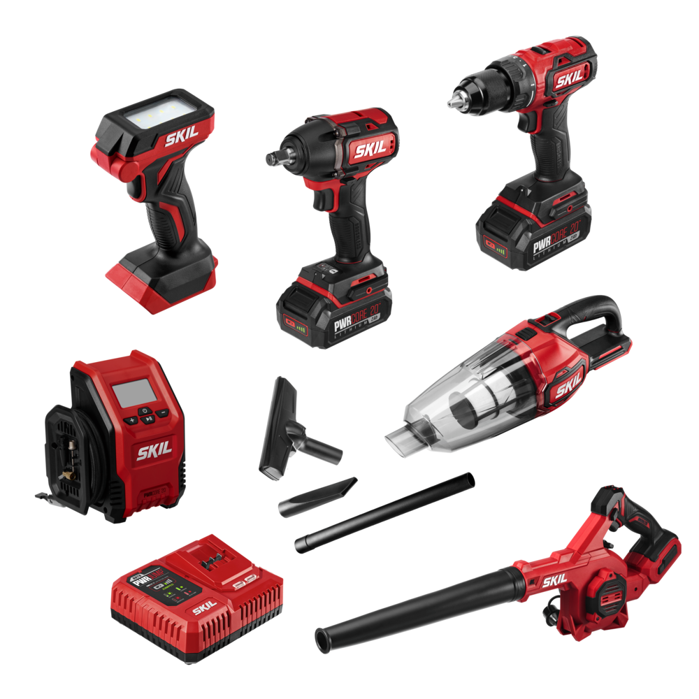 SKIL PWRCORE20 20V 6 Tool Combo Kit with Auto PWRJUMP Charger - Ascmtools