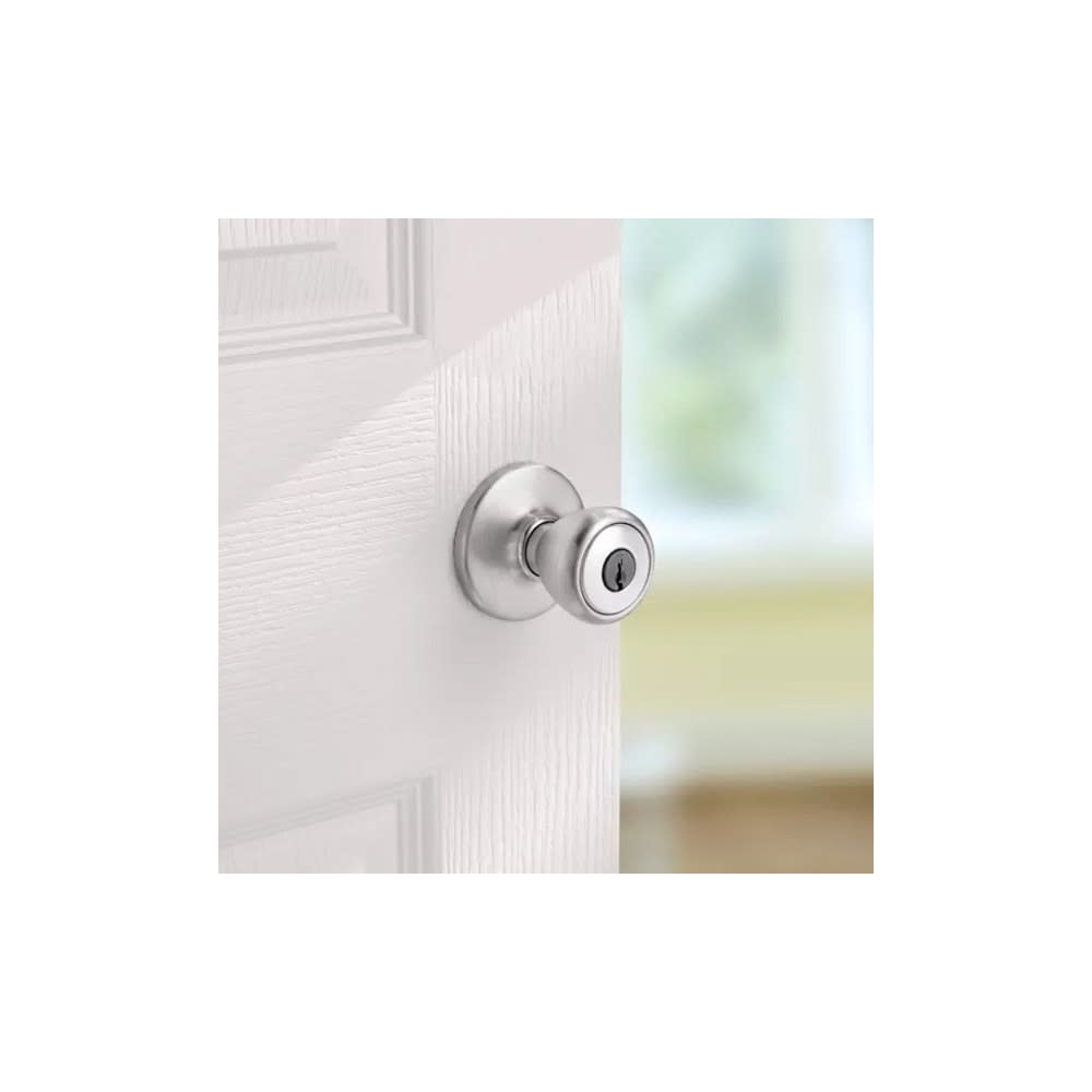 Kwikset Satin Chrome Security Keyed Entry Exterior Tylo Lockset Knob - Ascmtools