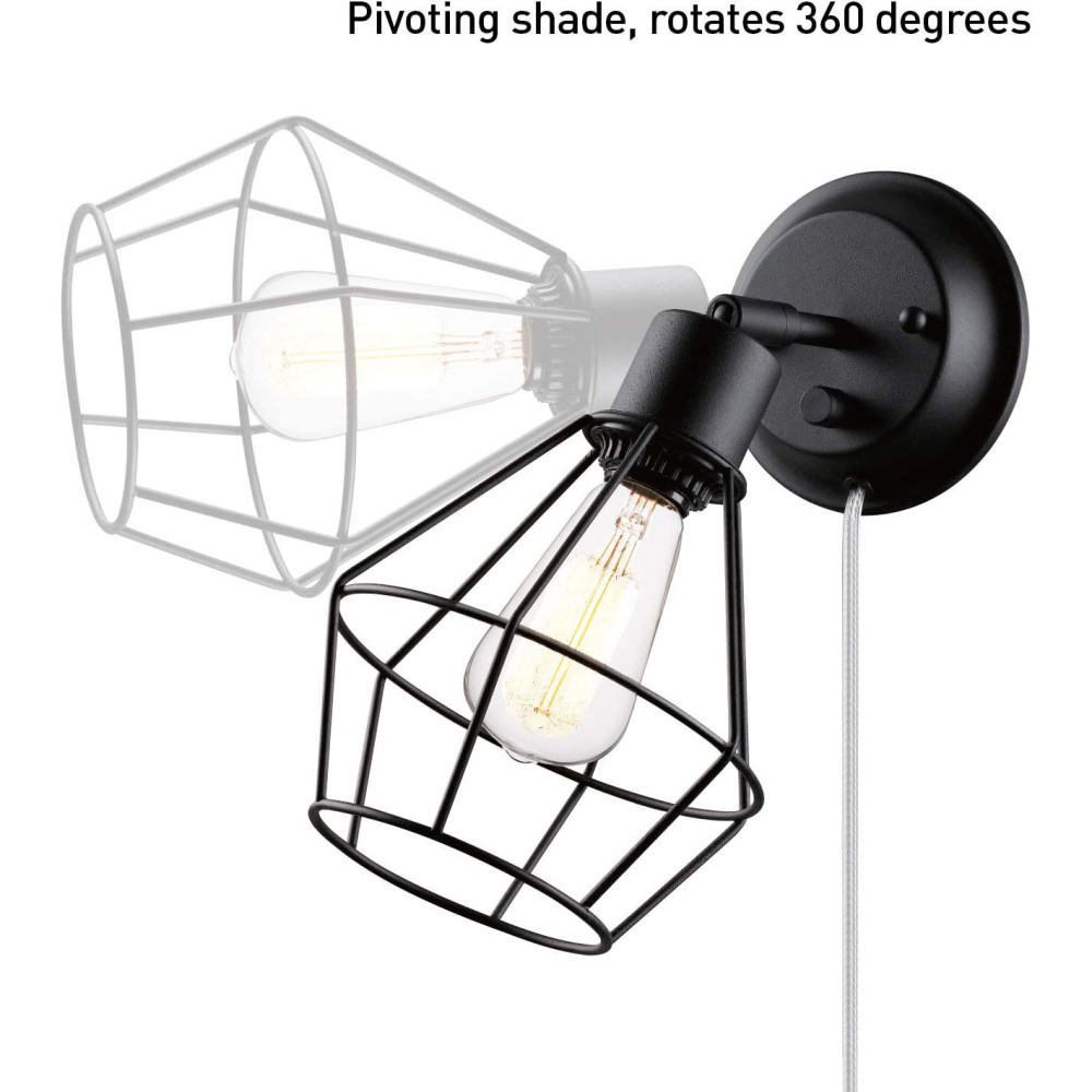 Globe Electric Verdum Vintage Wall Sconce Matte Black 60W 1 Light - Ascmtools