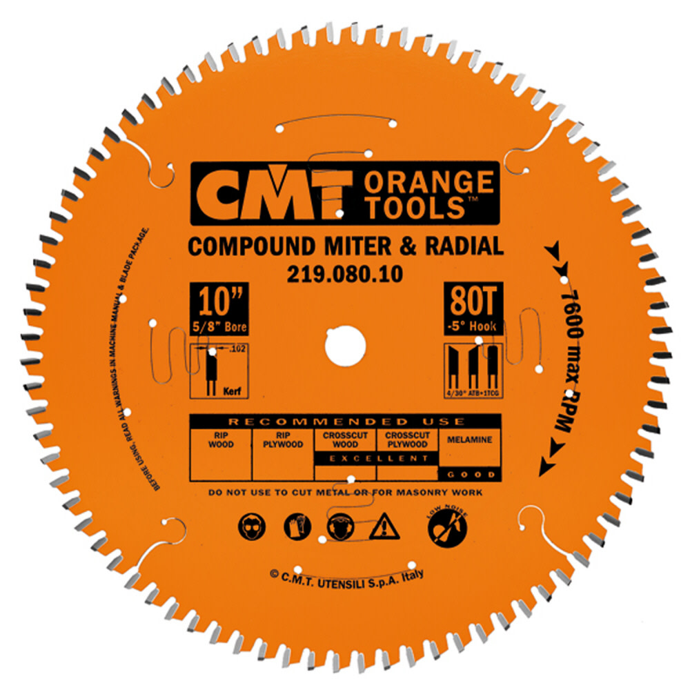 CMT 12 In x 90 x 1 In Industrial Sliding Compound Miter & Radial Blade - Ascmtools