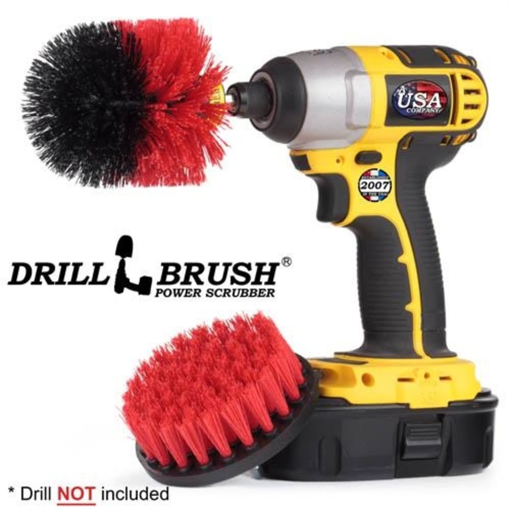 Drill Brush Outdoor & Patio Cleaning Kit Stiff Nylon Bristles 2pc - Ascmtools