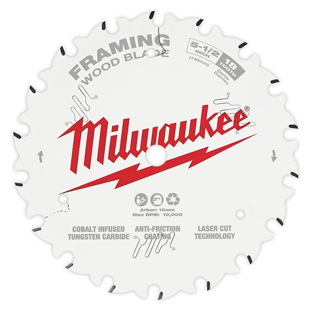 Milwaukee 5-1/2 in. 18T Framing Circular Saw Blade - Ascmtools