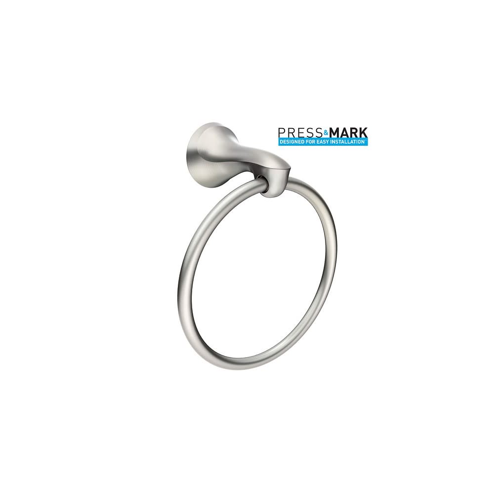 Moen Darcy Brushed Nickel Towel Ring with Press & Mark Stamp 1pk - Ascmtools
