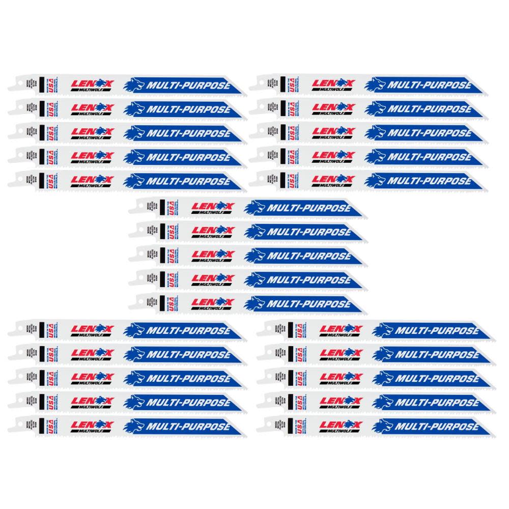 Lenox Reciprocating Saw Blade B810R 8″ X 3/4″ X .050″ X 10 TPI 25pk - Ascmtools