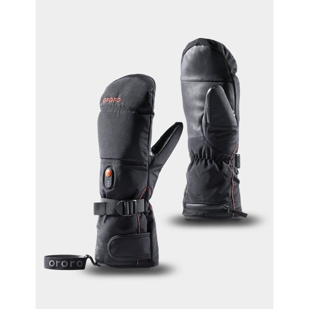 ORORO Black & Orange Amsterdam Heated Mittens Kit XL - Ascmtools