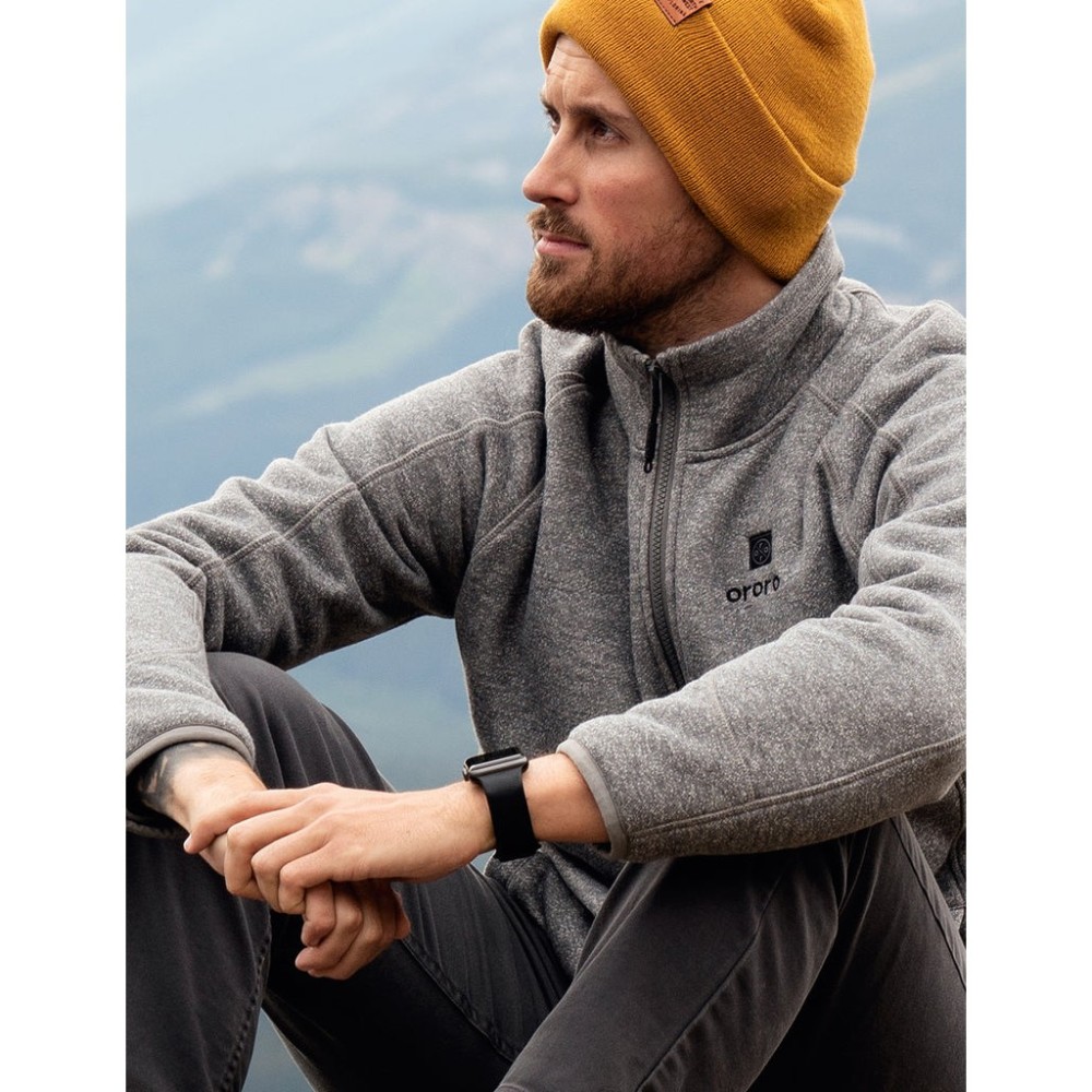 ORORO Mens Flecking Gray Heated Fleece Jacket Kit 2X - Ascmtools