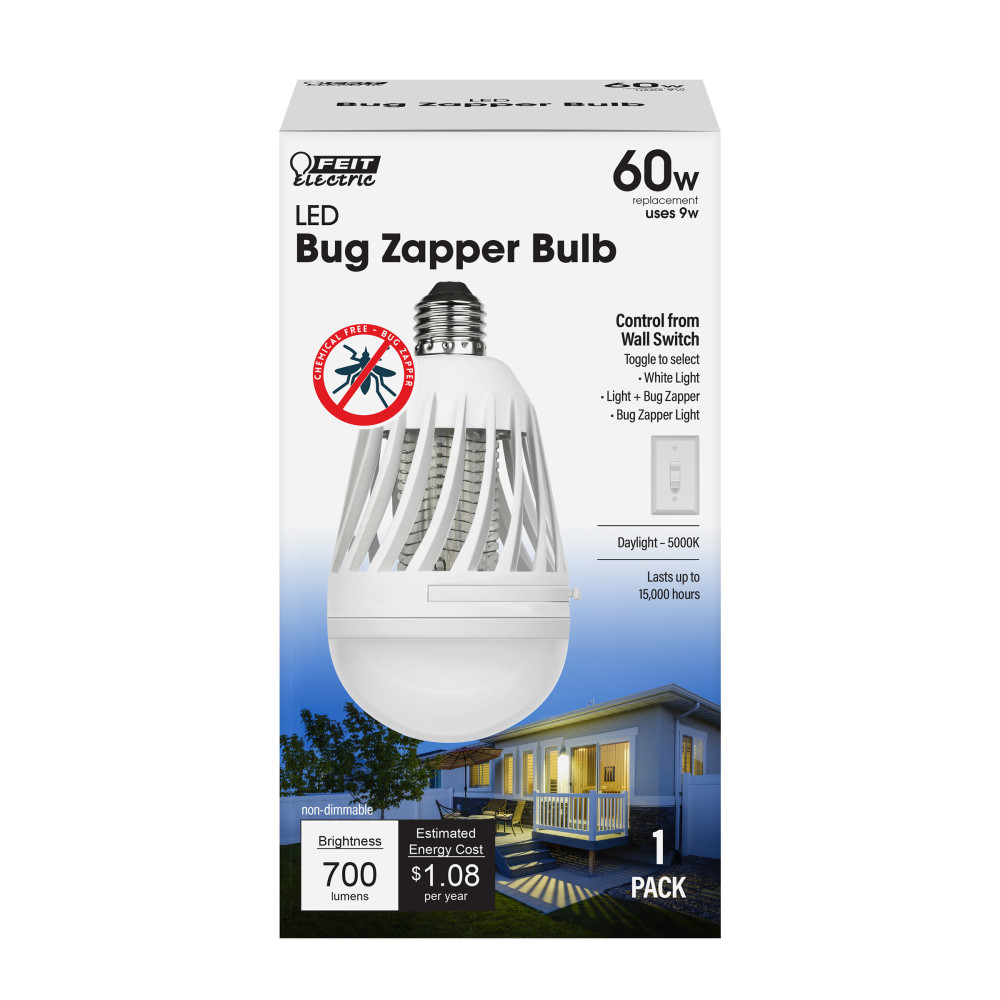 Feit Electric 60W A19 5000K LED Bug Zapper Bulb 1pk - Ascmtools