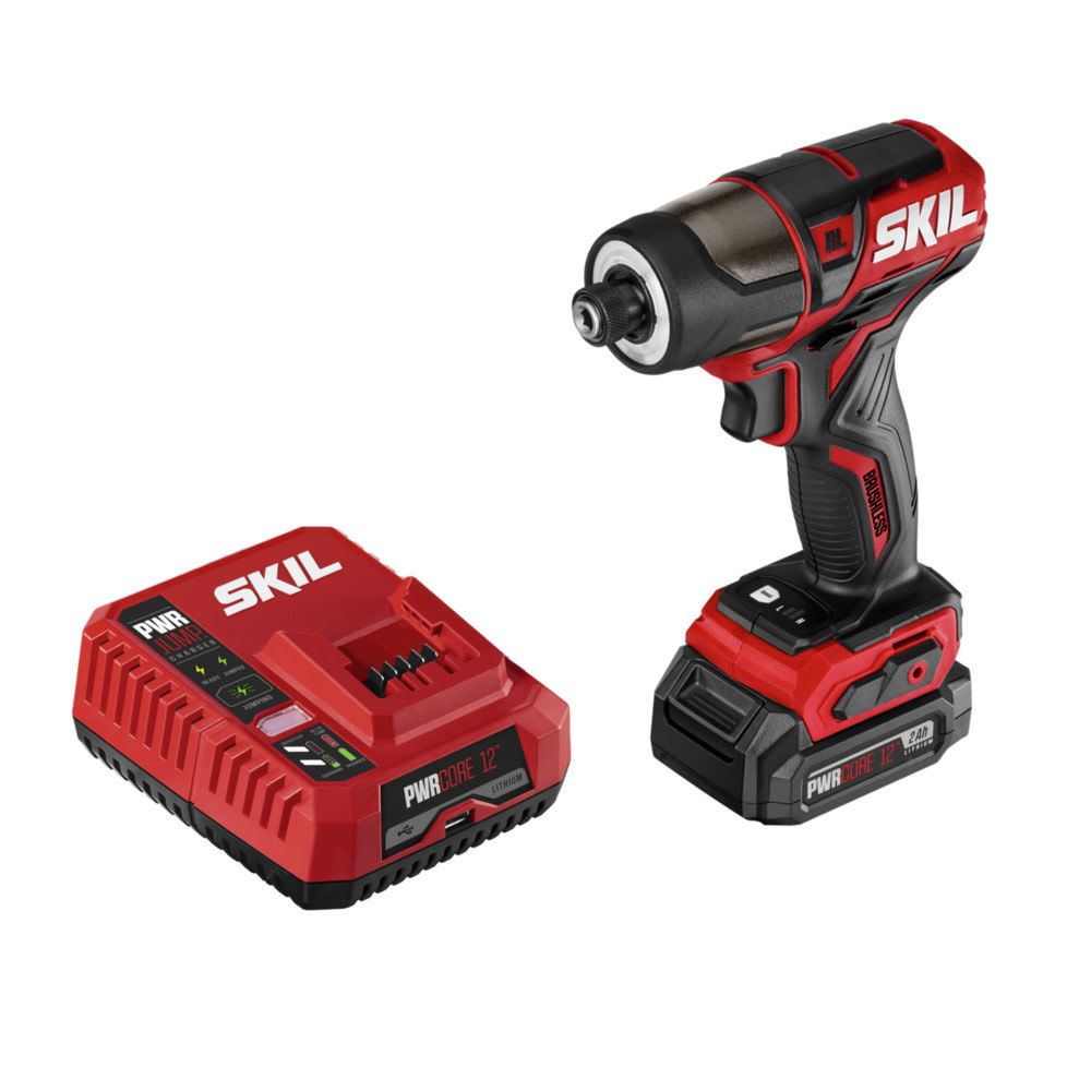 SKIL Brushless 12V 1/4” Hex Impact Driver with Battery and Charger - Ascmtools