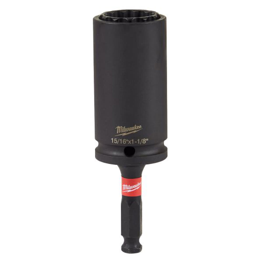Milwaukee Shockwave Lineman’s 12PT 15/16 ” & 1 1/8″ 2-in-1 Socket - Ascmtools