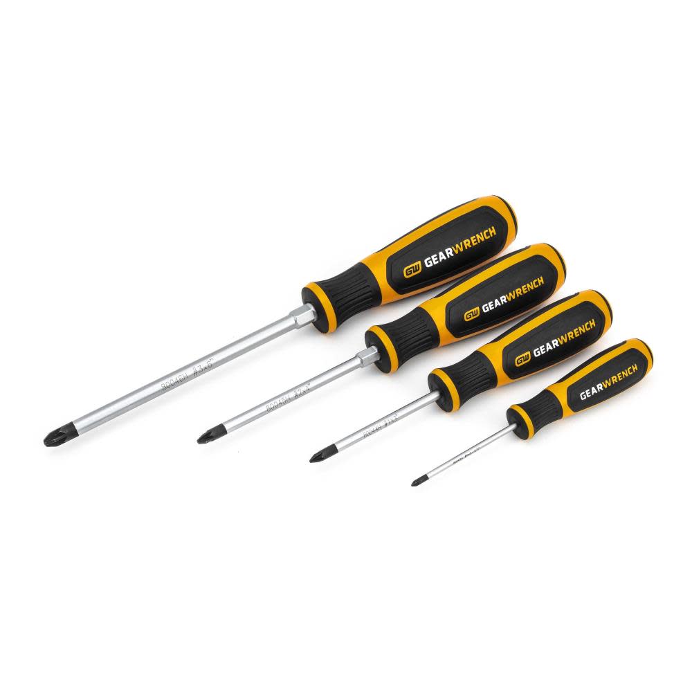 GEARWRENCH 4 Pc Pozidriv Dual Material Screwdriver Set - Ascmtools