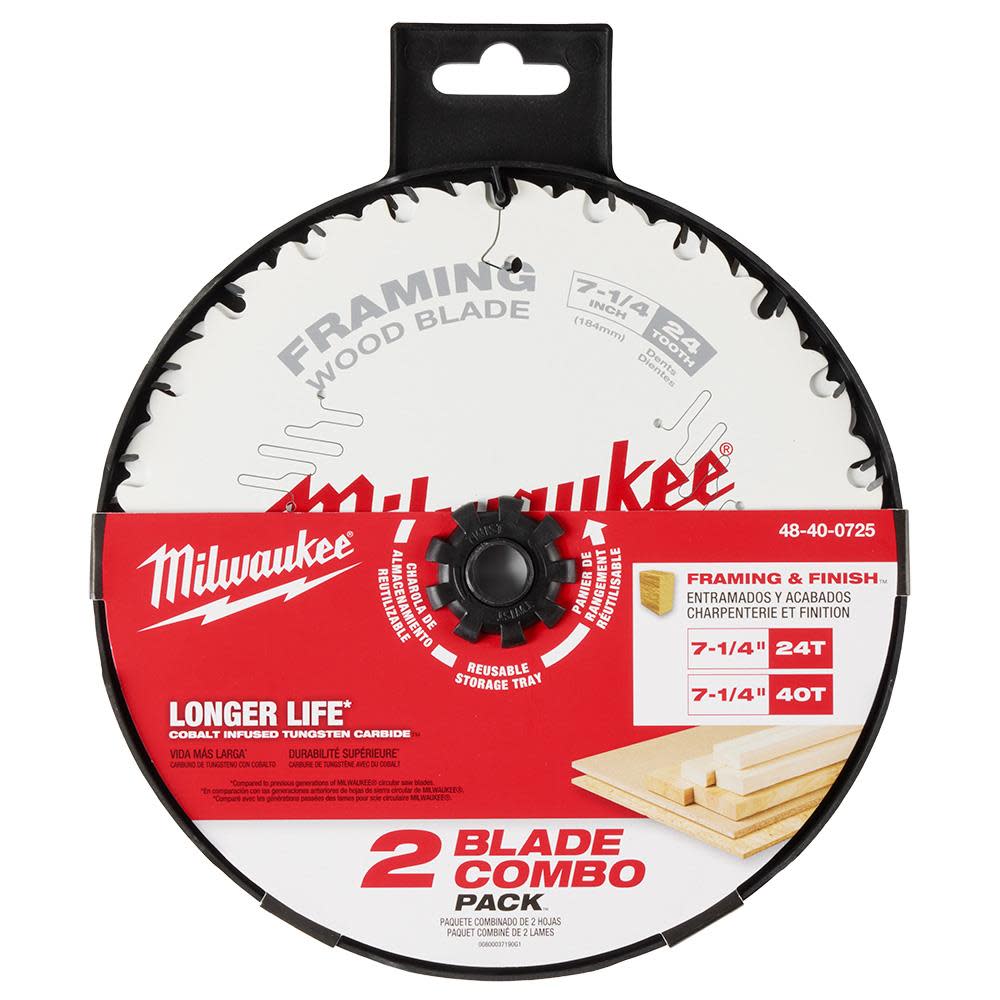Milwaukee 7-1/4″ 24T & 40T Circular Saw Blade 2PK - Ascmtools