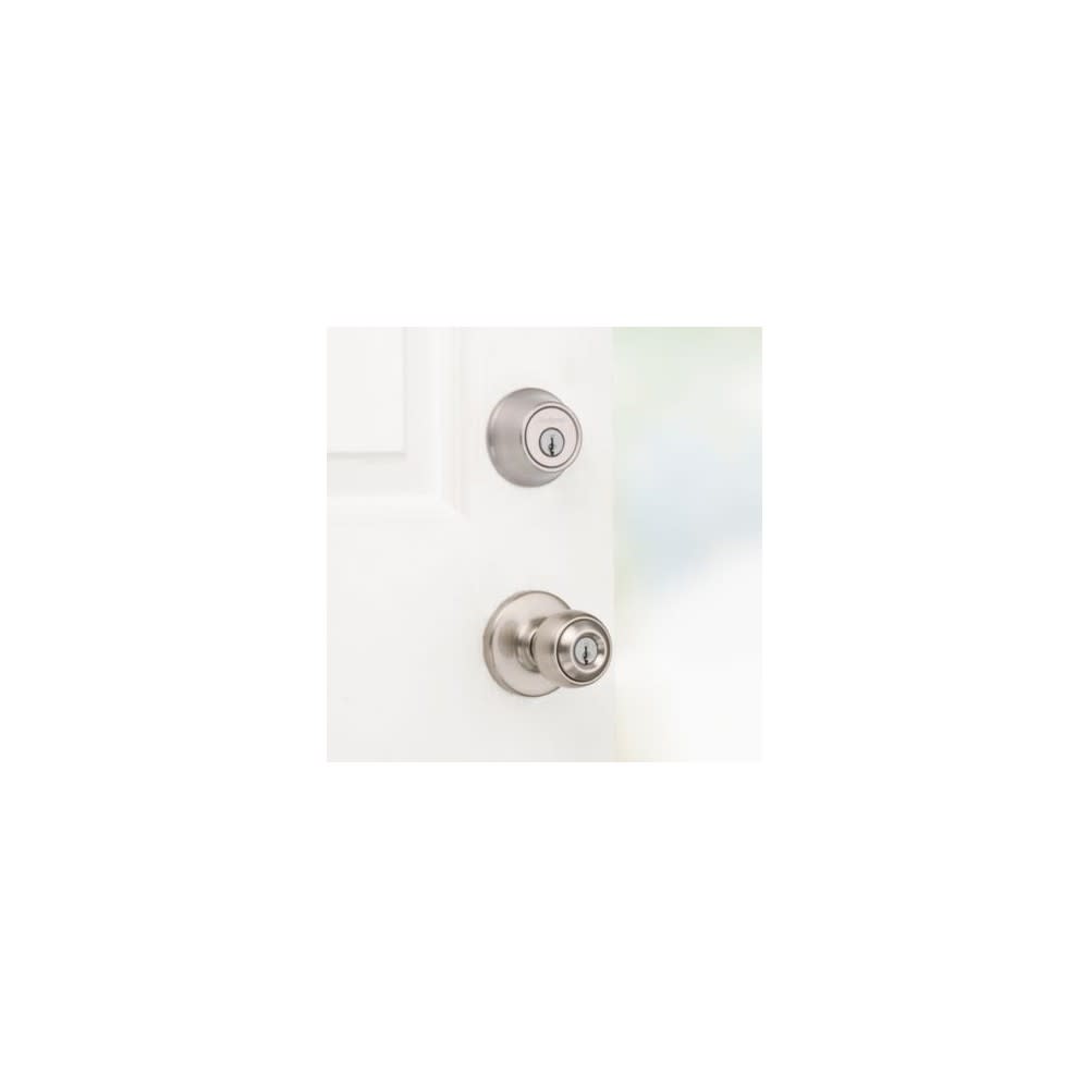 Kwikset Satin Nickel Polo Door Knob & Single Cylinder Deadbolt Set - Ascmtools