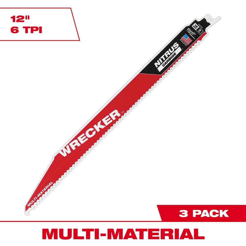 Milwaukee 12″ WRECKER with NITRUS CARBIDE 3Pk - Ascmtools