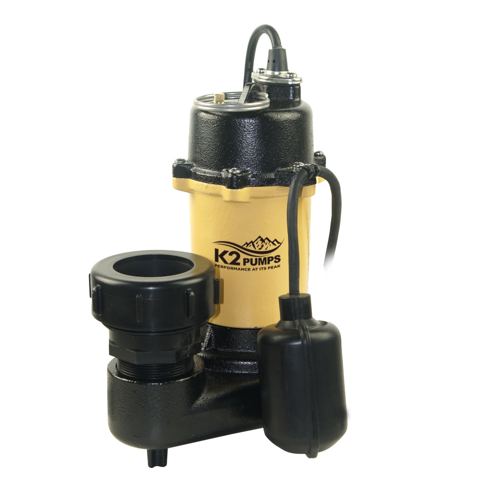 K2 Pumps Effluent Pump 1/2 HP Cast Iron with Piggyback Tethered Switch - Ascmtools