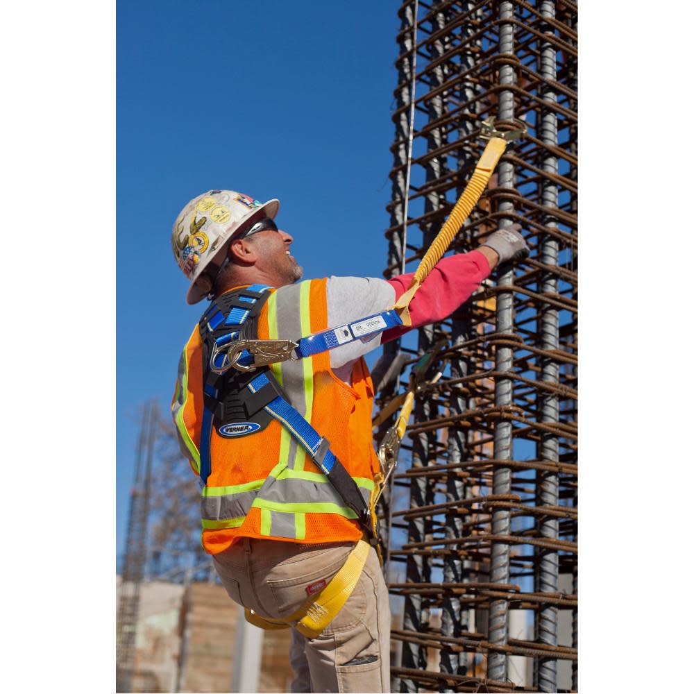 Werner 6ft DeCoil Stretch Single Leg Lanyard (DCELL Shock Pack Elastic Web Snap Hook Rebar Hook) - Ascmtools