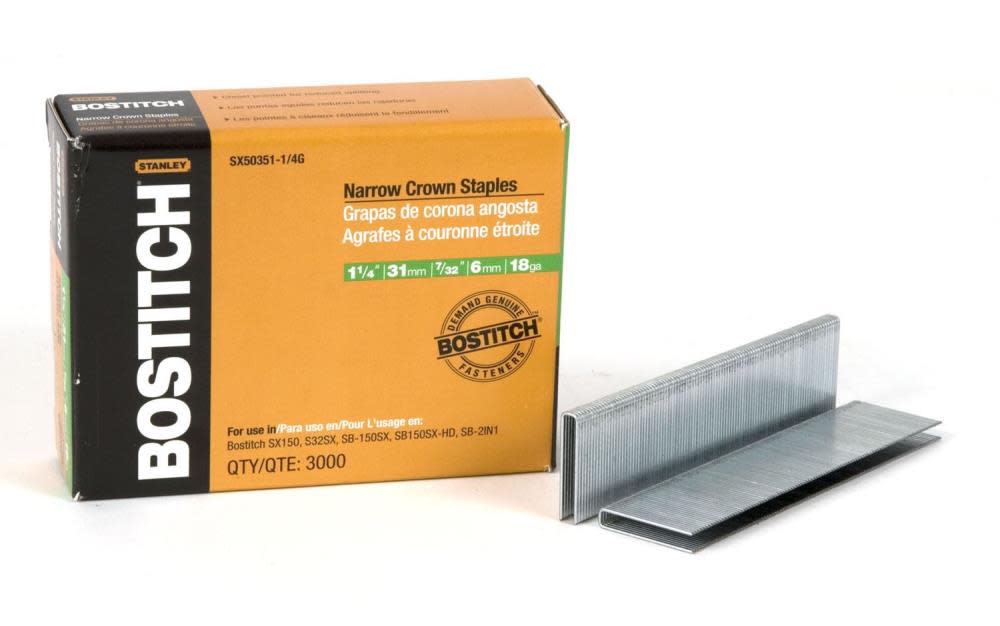 Bostitch 1-1/4 In. 18 Gauge 7/32 In. Narrow Crown Finish Staple - Ascmtools