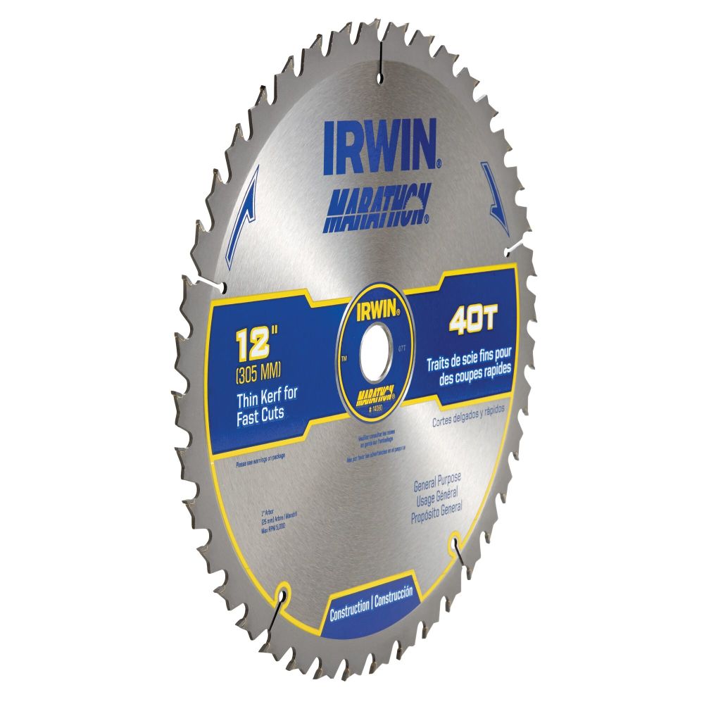 Irwin Marathon Carbide Table/Miter Circular Blade 12″ 40T - Ascmtools