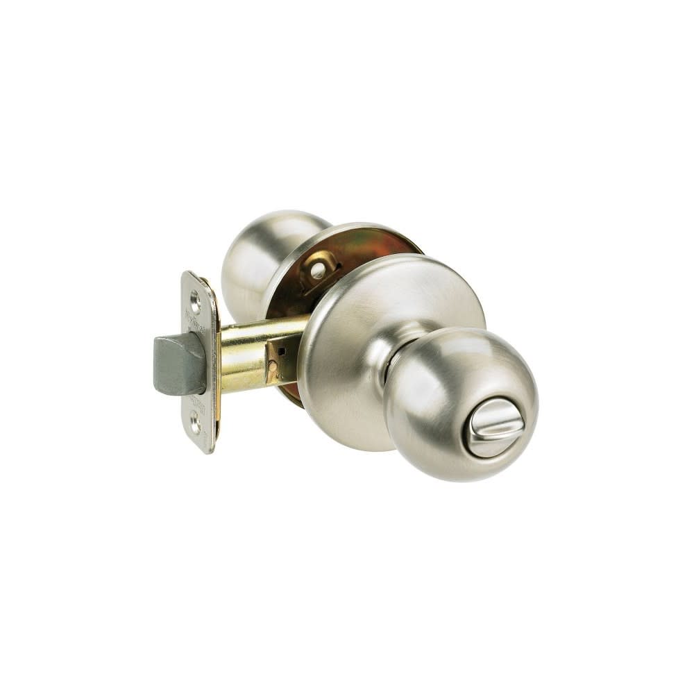 Kwikset Satin Nickel Bed/Bath Polo Privacy Door Knob Set - Ascmtools