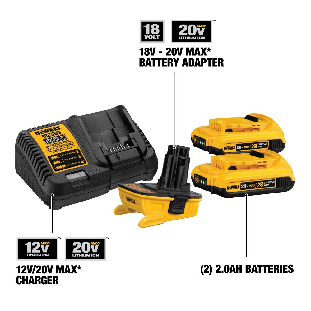 DEWALT 18V-20V Adapter Battery Combo Kit - Ascmtools