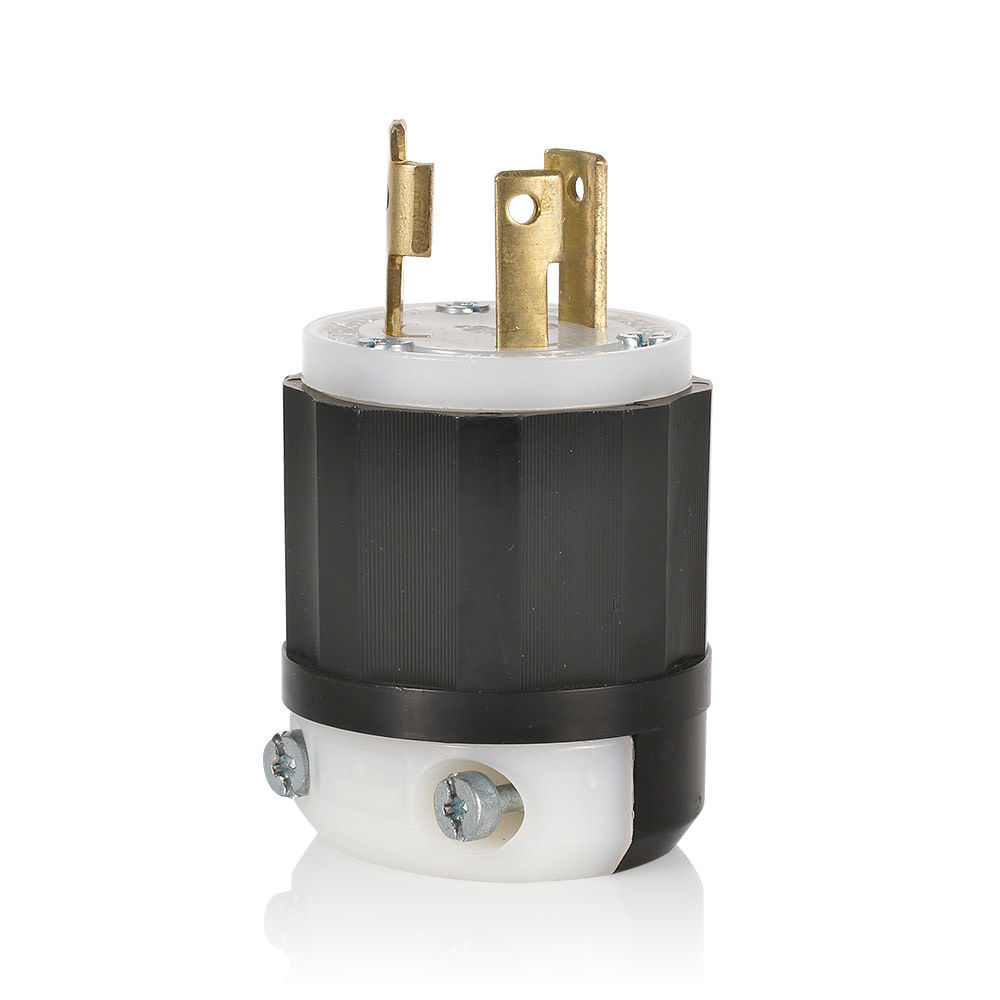 Leviton Locking Plug 30A 125V 2 Pole 3 Wire Black & White Nylon - Ascmtools