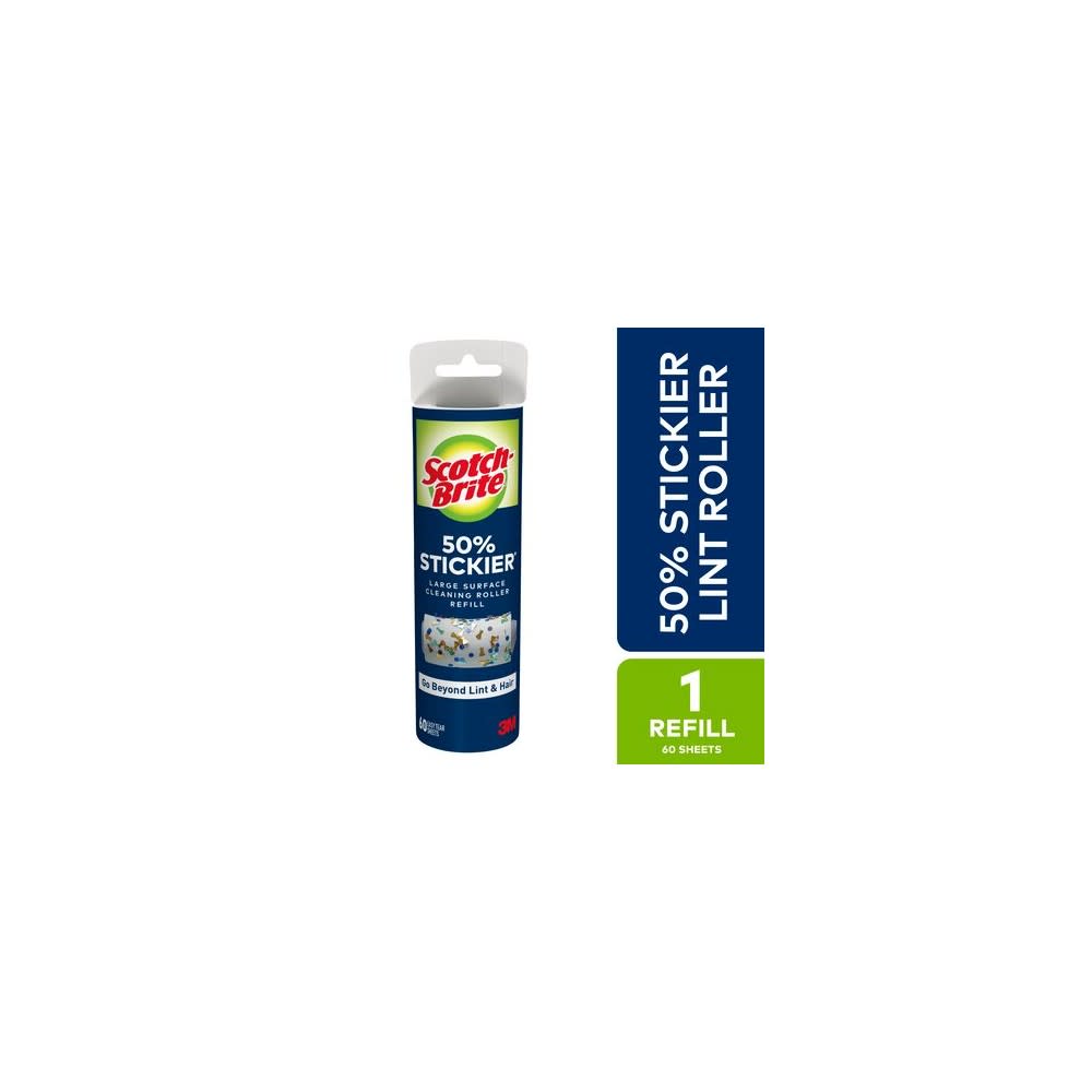3M Scotch Brite 50% Stickier Large Surface Lint Roller Refill - Ascmtools