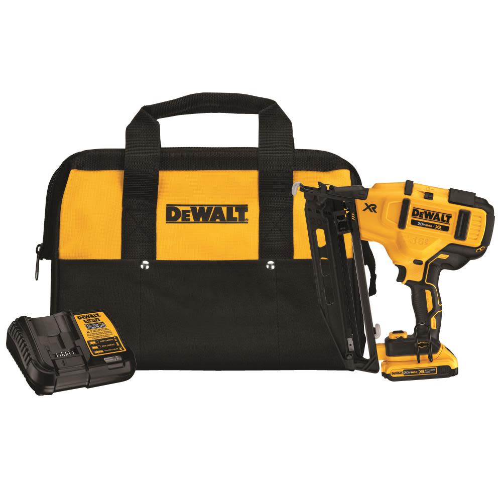 DEWALT 20 V MAX* 16 Gauge Angled Cordless Finish Nailer Kit - Ascmtools