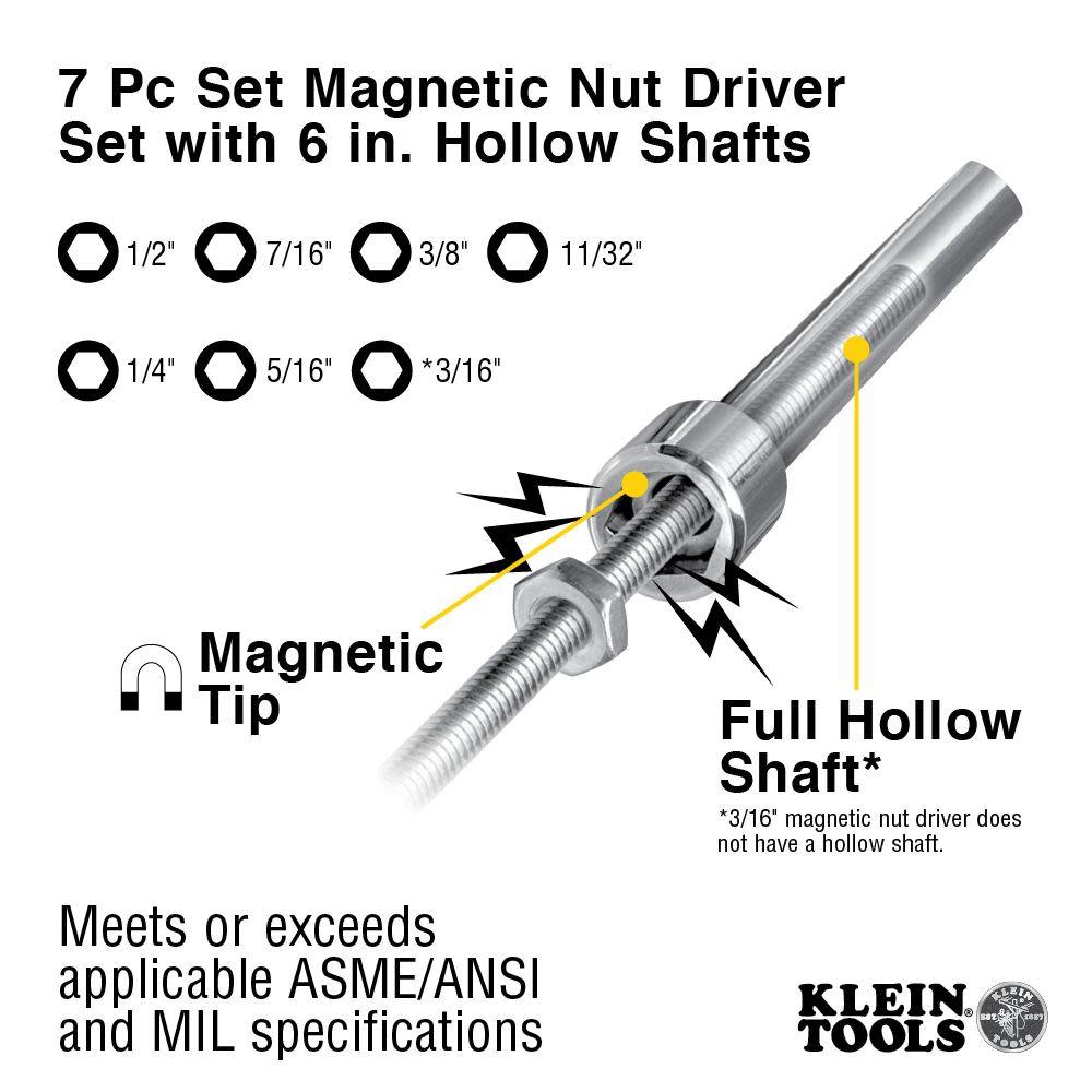Klein Tools Magnetic Nut Driver 6″ Shafts 7 Pc - Ascmtools