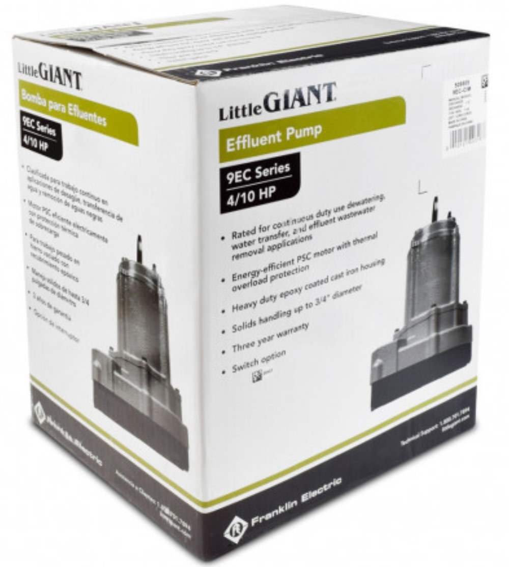 Little Giant Pump 9EC-CIM Eliminator Series 4/10 HP 115V Effluent Dewatering Pump - Ascmtools