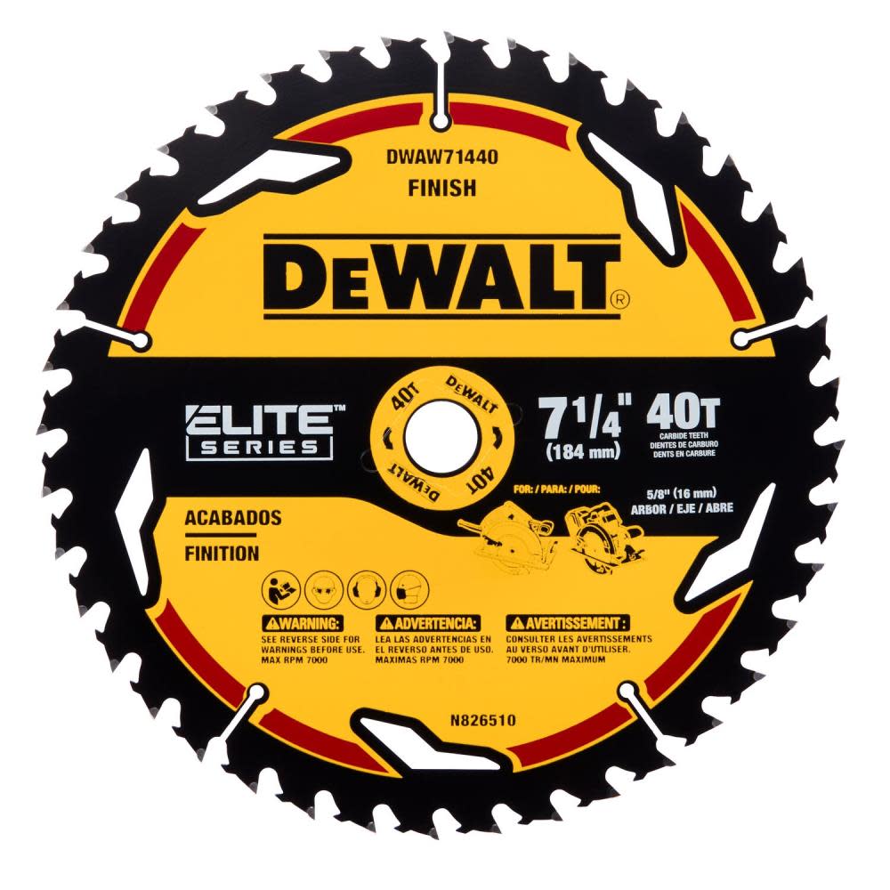 DEWALT Elite Series Blister Circular Saw Blade 7 1/4″ 40T - Ascmtools