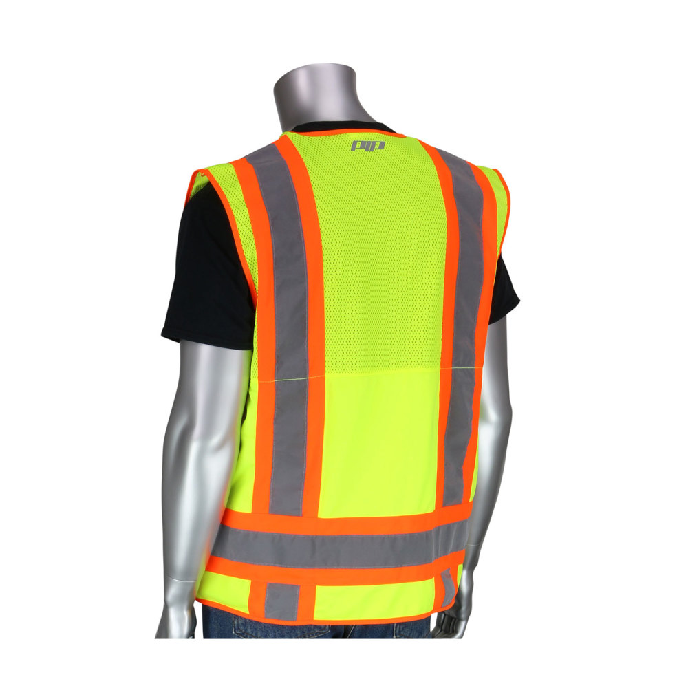 Protective Industrial Products Surveyors Tech Vest Hi-Vis Yellow Two-Tone Ten Pocket Large - Ascmtools