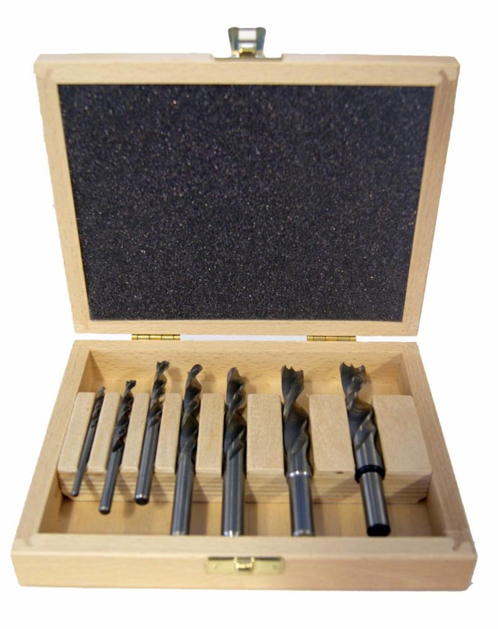 Fisch 7 Piece HSS Brad Point Bit Set in Wooden Box 1/8″ – 1/2″ Diameter - Ascmtools