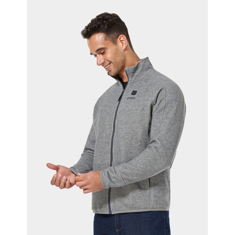 ORORO Mens Flecking Gray Heated Fleece Jacket Kit 2X - Ascmtools