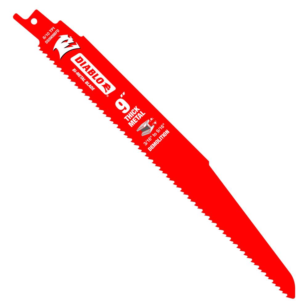 Diablo Tools 9″ Bi-Metal Recip Blade for Thick Metal/Demolition 3/16″ to 9/16″ 5pc - Ascmtools