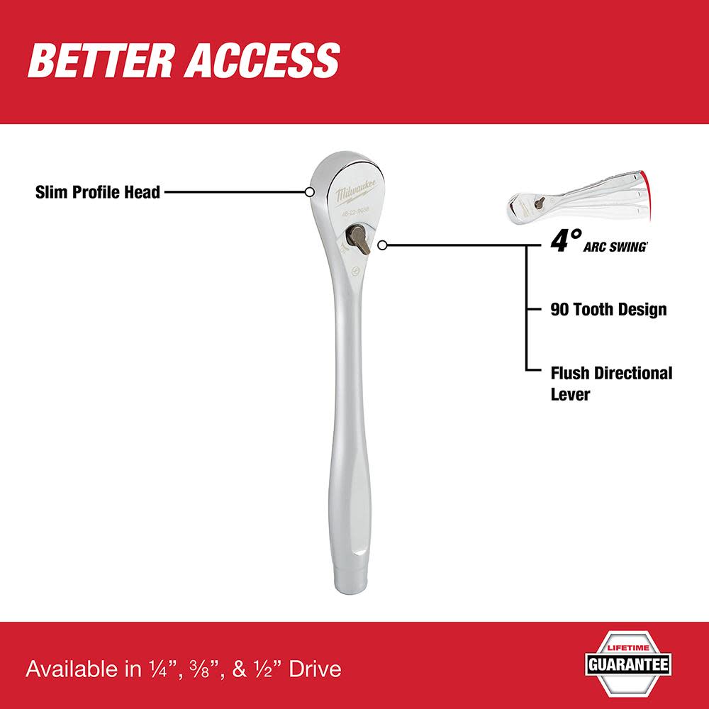 Milwaukee 1/4 in. Drive Ratchet - Ascmtools